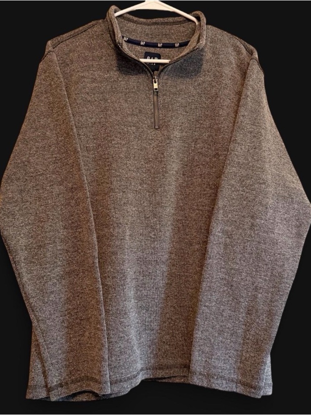 GAP Men's Zip Mock Neck Sweater - Heather Charcoal Gray